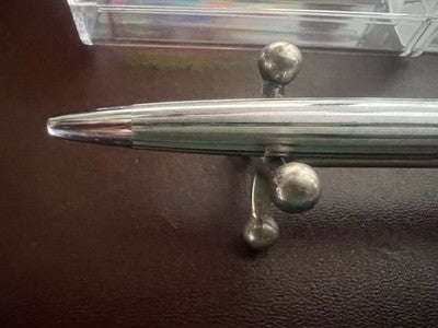 🔴 AURORA penna sfera mille righe cromata scrive vintage anni 1960 A
