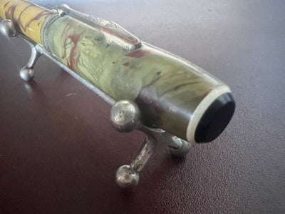 WEAREVER Pluma Stylográfica De Celuloide Marmorada Con Palanca Vintage 1940 