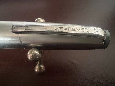 WEAREVER Pluma Estilográfica De Celuloide Gris A Palanca Vintage USA '30