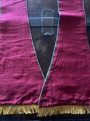 🔴 Stola liturgica cattolica broccato verde con croci dorate XIX/XX secolo