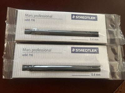 🔴 STAEDTLER Mars Professional refill 716 0,4 mm NOS Made in Germany 2 PEZZI