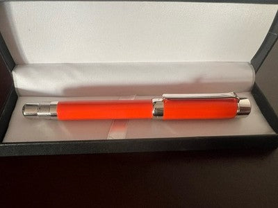 🔴 LABAN penna stilografica Britannia lacca arancione pennino M nuova NOS