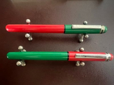 🔴 WALKER penne stilografiche verde rossa a cartuccia scrivono astuccio vintage