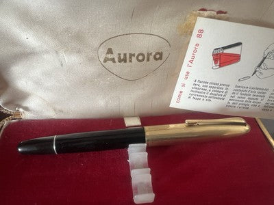 🔴 AURORA penna stilografica 88 pistone pennino ORO scrive vintage 373275