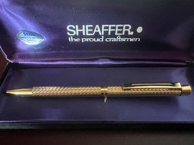 🔴 SHEAFFER penna sfera placcata oro ceselli bassorilievi astuccio vintage