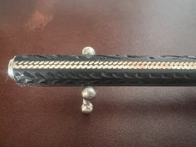 🔴 Penna sfera ARGENTO 800 legno intagliato a mano artigianale rara vintage