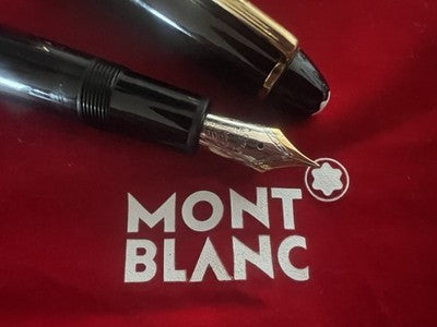 Montblanc Stylo-Plume Sphère Meisterstück Platinum Pix Écrit Avec Etui Parfait 