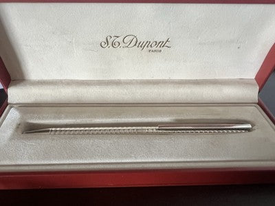 🔴 DUPONT penna sfera placcata argento grande eleganza francese scrive astuccio
