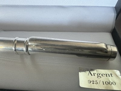 Roter Kugelschreiber, massives 925er Silber, Vintage-Klick 