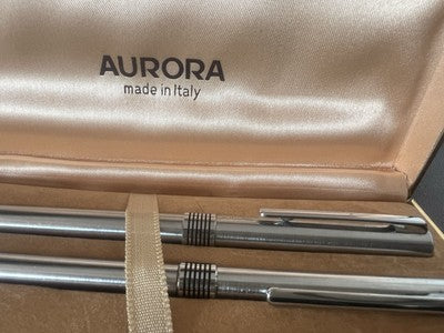 🔴 AURORA penna stilografica Marco Polo pennino F con converter e sfera set