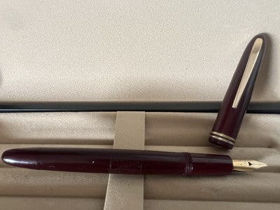 🔴 MILL FRANCE celluloid fountain pen burgundy F writes vintage '50 