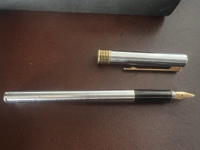 🔴 AURORA penna stilografica Marco Polo cromata con cartuccia astuccio