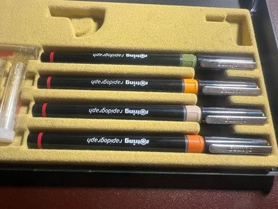 🔴 ROTRING penne Rapidograph da disegno tecnico inchiostro astuccio vintage A
