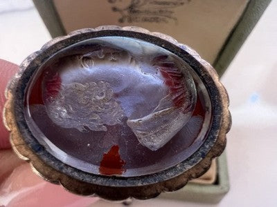 🔴 Ciondolo Sigillo ceralacca GEORGIANO cammeo Lord Byron antico 1790-1825