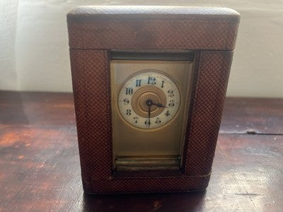 🔴 Antike französische Reiseuhr mit Handaufzug, Capuchin, 19. Jahrhundert