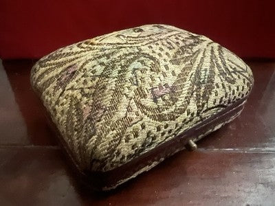 🔴 Scatola orecchini astuccio cofanetto tessuto floreale a scatto antica 1920