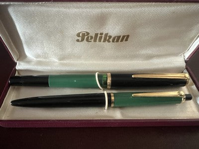 🔴 PELIKAN penna stilografica MK10 a pistone pennino F e sfera K150 set vintage