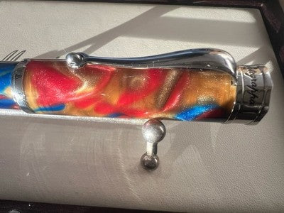 🔴 MONTEGRAPPA stilografica Ducale Murano resina iridescente pennino 1.5 Stub