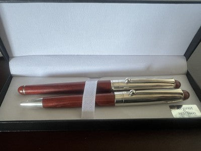 🔴 Penna stilografica ARGENTO 925 e legno e sfera con cartucce scrivono