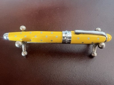 🔴 CAMPO MARZIO mini fountain pen for diary yellow lacquer polka dots writes 