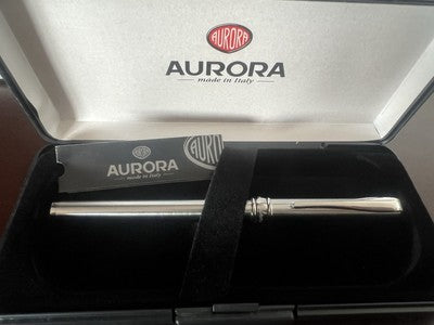 🔴 AURORA penna stilografica Magellano cromata profili lucidi M con garanzia N