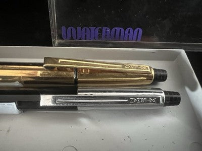 🔴 WATERMAN penne sfera vintage Set oro e nero/cromo meccanismo a scatto vintage