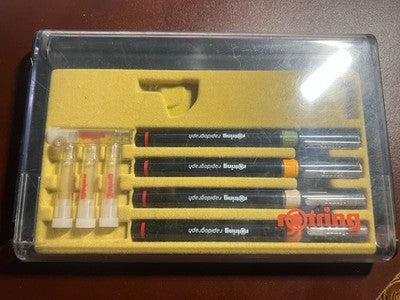 🔴 ROTRING penne Rapidograph da disegno tecnico inchiostro astuccio vintage A