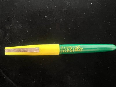 Lastilo Stylo-Plume Stylo à Plume Vert Jaune Fluo Avec Piston Utilisé Vintage
