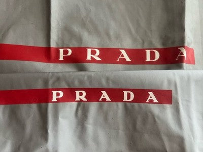 🔴 PRADA sacche borsa scarpe anti polvere o viaggio PVC originali 2 PEZZI