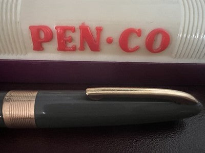 🔴 PEN CO penna stilografica grigia 53 pennino a diamante ORO 14 kt vintage