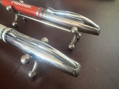 Pelikaan Ballpoint Pens Lacquer Jazz White Orange Promotional Chrome Vintage