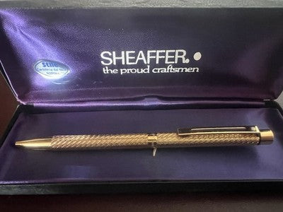 🔴 SHEAFFER penna sfera placcata oro ceselli bassorilievi astuccio vintage