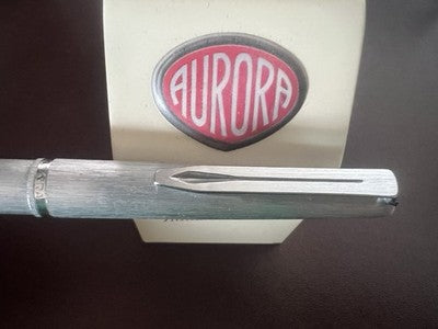 🔴 AURORA penna sfera 98 tutta metallo satinato spazzolato scrive vintage