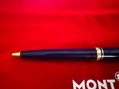 🔴 MONTBLANC penna sfera Generation blu con profili dorati scrive no clip