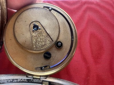 Montre Poche Argent 925 A Cane 3 Charnières Antique Londres 1870 Fonctionne