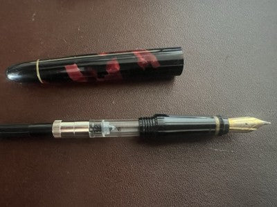 Pen Fountain Pen Marbled Red Marbled Bright A Piston Vintage H
