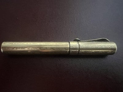 🔴 Penna stilografica placcata oro eyedropper Art Nouveau scrive antica 1915