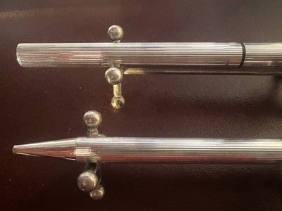 🔴 NOREX penna stilografica + sfera Argento 925 millerighe SET vintage 1970