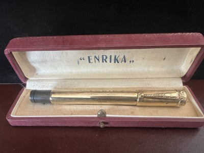 Enrika Stift Füllfederhalter Selbsteinzug Feder Gold Funktionstüchtig Vintage