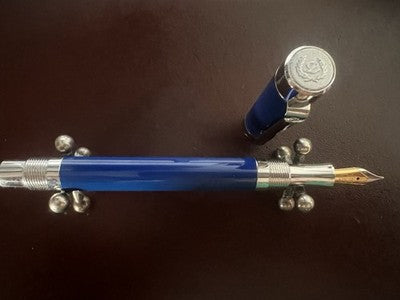 🔴 LABAN Britannia Füllfederhalter, blauer Lack, M-Feder, neu, NOS (ungetragen)