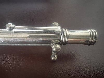 🔴 Penna sfera cromata e lacca nera placcata argento scrive