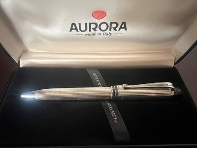 Aurora Stylo-Plume Sphère Ipsilon Argent Massif 925 Modèle B34 Nouvelle NOS 