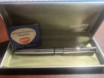Auretta Stylo-Plume Stylo à Plume par Aurora Chrome Et Cartouches Vintage 1970