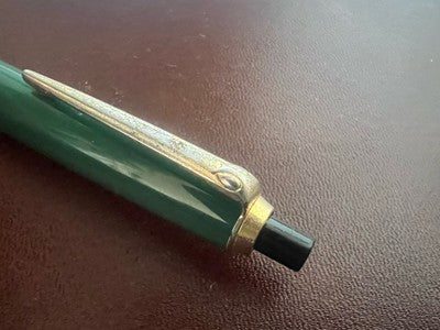 🔴 PELIKAN penna sfera K150 verde nera meccanismo a pulsante scrive vintage