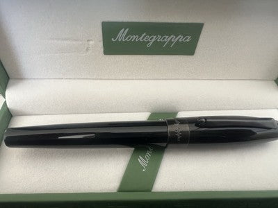 🔴 MONTEGRAPPA penna stilografica M Fortuna nera placcata rutenio NUOVA