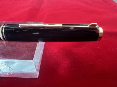 🔴 Schwarzer MONTBLANC 281 Kugelschreiber mit Goldverzierungen, Druckknopf und neuer Mine