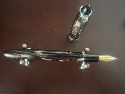 Recife Pen Fountain Pen Marbled A Piston Trim Chrome Never Used