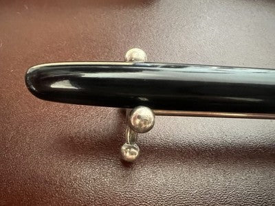 LUS Stylo À Plume 59 Noir Avec Capuchon Chromé Écrit Vintage 1950 N.2 