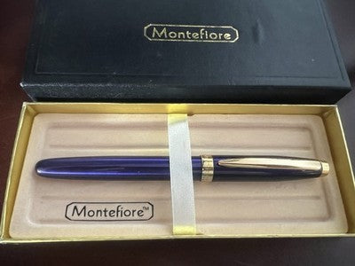 Montefiore Stylo-Plume in Bille Roller Blue mit goldener Oberfläche in Capuche Snap 