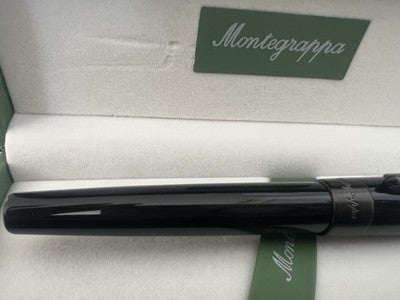 🔴 MONTEGRAPPA penna stilografica M Fortuna nera placcata rutenio NUOVA